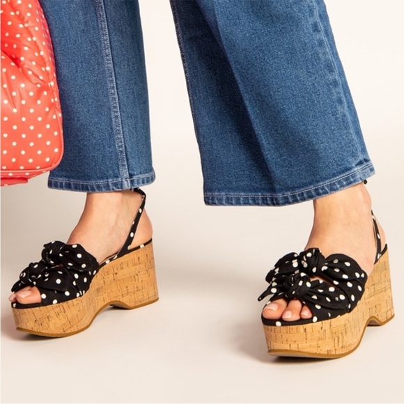 kate spade Shoes - EUC Kate Spade Julep Platform Sandals Black
White Dot Size 10